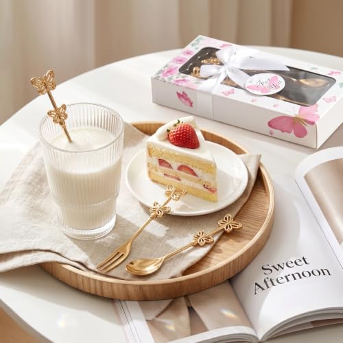 30 Pcs Butterfly Wedding Forks and Spoon Set with Pink Gift Box - Image 5