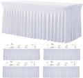 4 Pack White Spandex Tablecloths for 6 Foot Rectangle Tables, Wrinkle Free Stretchy Table Cloths 6ft Fitted Table Cover DeskSkirt for Weddings Birthday Party Banquet Baby Shower by Htper