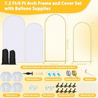 Metal Arch Backdrop Stand and Cover Set of 2, 7.2ft 6ft Gold Party Back drop Arch Stand with Spandex White Background Covers Balloon Garland Kit for Birthday Parties Wedding Ceremony Baby Shower Décor - Image 3
