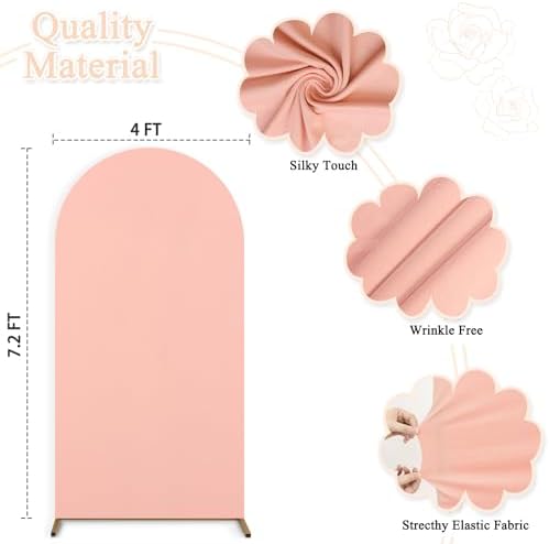 7.2FT Wedding Arch Cover Dusty Rose Spandex Fitted Arch Backdrop Cover Balloon Arch Stand Cover for Parties Round Top Chiara Backdrop Covers Arch Wall Cover for Gender Reveal Prom Decoration - Image 4