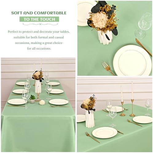 Showgeous 60x102 Inch Sage Green Rectangle Tablecloth 6 Pack Fit 6FT Table - Image 6