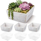 Dandat 4 Set 8 Inch Wooden Flower Box Rustic Table Centerpieces,White by Dandat