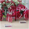 UNIQOOO Acrylic Wedding Table Number 1-20 with Stand | 4x6 inch Printed Calligraphy, Sign and Holder | Perfect for Wedding, Reception, Centerpiece Decoration, Event, Party by UNIQOOO