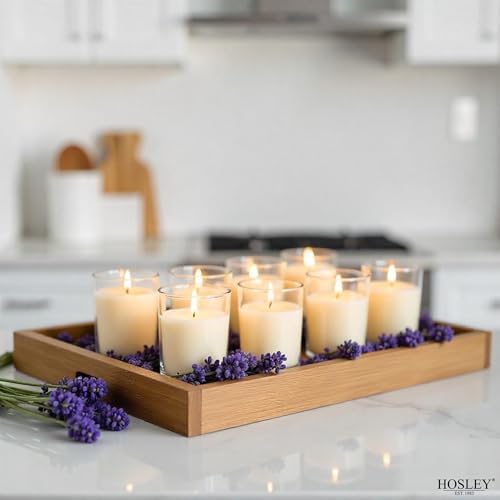 Hosley's 96 Pack of Ivory Unscented Clear Glass Filled Votive Candles - Image 5