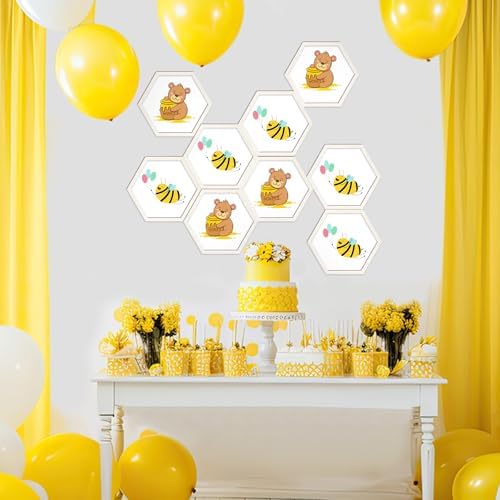 Gerrii 36 Pcs Honeycomb Decorations Hexagon Wood Hive Decor, 8.2 Inch - Image 5