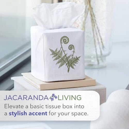 Jacaranda Living Square Tissue Box Cover, Linen/Cotton Fabric Tissue Holder, Decorative Cloth Tissue Cube Cover Animal Designs, Lamb & Wreath - Image 3