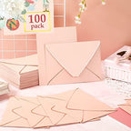 Mimorou 100 Pcs A7 Invitation Envelopes Bulk for 5" x 7" Cards V Flap Foil Border Luxury Self Adhesive Mailing Envelope for Wedding Baby Shower Bridal Birthday Party(Blush Pink, Rose Gold) - Image 4