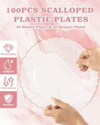 YOUBET 100PCS Rose Gold Plastic Plates for Wedding Baby Shower Party - Image 3