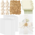 Fuyoooo 100 Set Wedding Invitations Wraps Set, Classic Style, Beige, Gold by Liraitoya