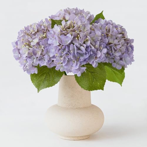 ZYTUYO 20inch 4PCS LilacLight Purple Hydrangea Artificial Flowers Lilac Real Touch Fake Hydrangeas with Long Stem for Indoor Outdoor Porch Living Room Home Decor Party Wedding Xmas Table Centerpieces by ZYTUYO