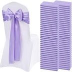 100 Pieces Lavender Satin Chair Sashes for Wedding Reception Party Hotel Home Kitchen Decoration-Lavender by Lykoow