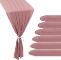 6 Pack 10Ft Dusty Rose Valentine's Day Chiffon Table Runner 29x120 Inches Sheer Fabric Table Runner Romantic Wedding Runner for Thanksgiving Christmas Bridal Shower Decorations （Dusty Rose） by JALANCY