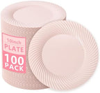 IOOOOO 100Pcs 10" Pink Plastic Dinner Plates, Premium Pink Plates for Party by I00000