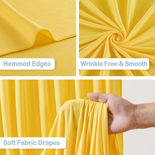 8 Panels Yellow Backdrop Curtains - Wrinkle Free Fabric Backdrop Curtain for Photoshoot, 10FT Wedding Party Photo Backdrop Drapes for Birthday Baby Shower Photography Stage Background Decorations - Image 2