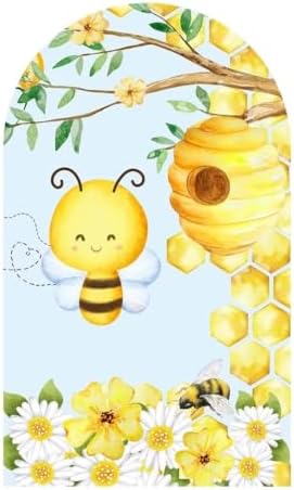 Honey Bee Arch Backdrop Covers Honeycomb Flower Arch Stand Fabric Cover for Baby Shower Birthday Party Decoration(Only Cover) by KONPON