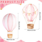 2 PCS Large Hot Air Balloon Baby Shower Decorations, Pink Hot Air Balloon Cardboard Cutouts Theme Birthday Party Decor for Backdrop Yard Signs Standup Photo Booth Props - Image 2