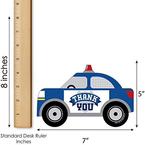 Big Dot of Happiness Calling All Units - Police - Shaped Thank You Cards - Cop Birthday Party or Baby Shower Thank You Note Cards with Envelopes - Set of 12 (Pack of 2) - Image 5