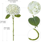 ZYTUYO 4PCS White Artificial Flowers Hydrangea 20" Real Touch Latex Faux Hydrangeas Silk Flowers with Green Leaves Stems for Short or Tall Vase Table Party Center Fake Bouquet Decor - Image 6