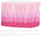 MECCANIXITY 1 Pack 9ft Pink Tutu Table Skirt, Ruffle Tablecloth for Rectangle or Round Table Cover for Birthday Weddings Cake Dessert Table Decorations by MECCANIXITY