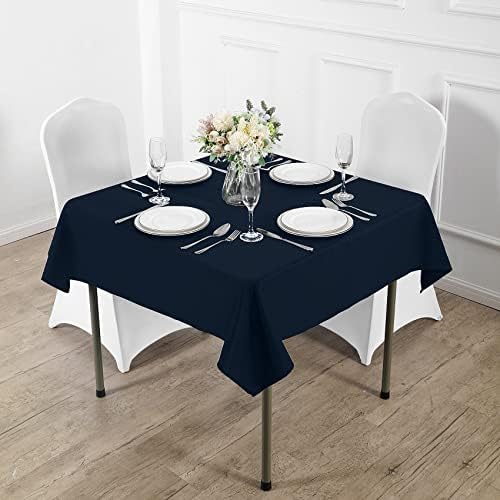 Fokitut 2 Pack Waterproof Square Tablecloth, 90x90 Inch, Stain Resistant and Wrinkle Polyester Table Cloth, Fabric Table Cover for Kitchen Dining, Wedding, Party, Holiday Dinner-Navy - Image 5