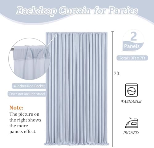 10 x 7 Feet Purple Gray Backdrop Curtain for Partie, Background Curtains for Photoshoot, Birthday, Wedding, Halloween, Thanksgiving, Christmas Day, New Year Party Decorations 5Ft x 7Ft, 2 Panels - Image 2