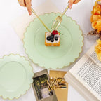 LIYH 60 Pcs Heavy Duty Sage Green Plastic Plates for Weddings, Scalloped - Image 6
