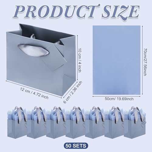 Qilery 50 Pcs Halloween Small Gift Bags, Dusty Blue, 4.7 x 2.4 x 3.9'' - Image 2