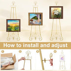 2 Pack Gold Wedding Easel Stand 57'' Display Stand, Ornate - Image 3