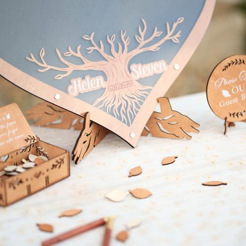 Personalized Heart Family Tree Wedding Guest Book Alternative, Rustic Boho - Image 5
