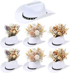 Didaey 6PCS 7.4in Cowboy Hat Vase Western Centerpieces, Star Belt, White by Didaey