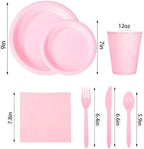 WELLIFE 210Pcs Pink Plastic Plates,Disposable Pink Plates for Party - Image 2