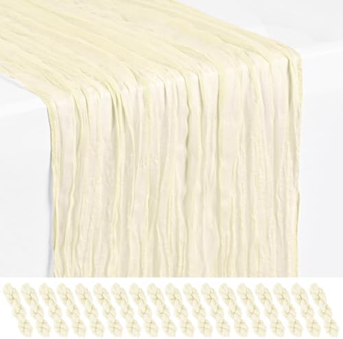 18 Pack Ivory Cheesecloth Table Runner 17x108 Inches Boho Home Decor by Showgeous