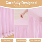 2 Pack Pink Tablecloth Rectangle 6ft Elastic Fitted Tulle Table Cloth Stretch Spandex Rectangular Table Cover with Ruffle Skirt for Wedding Baby Shower Birthday Party Banquet Cake Dessert Table Decor - Image 6