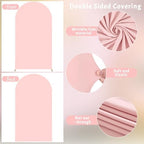 6.6FT Dusty Rose Arch Cover - Polyester Fitted Wedding Arch Stand Covers Round Top Chiara Arch Backdrop Cover for Birthday Party Banquet Photo Background Decoration - Image 5