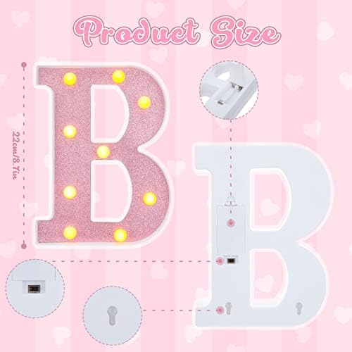 8 Pcs Baby Shower Pink LED Letters for Girl Party Decor, 8.7 Inch - Image 4