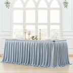 Partisky Gray Polyester Table Skirt for Rectangle Tables 14ft, Wrinkle Resistant Pleated Ruffle Table Cloth for Banquet Wedding Trade Baby Shower Display Gift Dining Table by Partisky