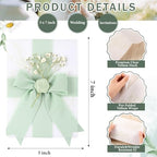 Fullhawl 50 Sets Wedding Invitations Wraps Set Pre Folded Vellum Jackets for 5 x 7 Invitations Dried Flowers Wax Seal Stickers Chiffon Silk Ribbon for Wedding Birthday Bridal Shower Craft DIY (Green) - Image 3