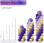 2 Balloon Arch Column Stand Kit, 100 Balloons, 6ft Adjustable, Purple Party - Image 3