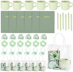 42Pcs Baby Shower Prizes for Game Winners, Baby Shower Guests Favor Set with Scrunchies Ceramic Mug Hair Claw Mirror Pen A6 Notebook Gift Bag for Wedding Bridal Showers Favor(Green) by Acellegic