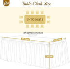 Ivory Fitted Tablecloth Rectangle 8 Foot Stretch Elastic Tulle Ruffle Tablecloths Rectangular Spandex Table Covers 8ft Birthday Baby Shower Party Wedding Table Cloths with Skirt 2Pack - Image 6