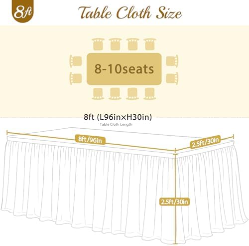 2 Pack Baby Blue Tablecloths for 8 Foot Rectangle Tables Ruffle Tulle Tablecloth Light Blue Table Cloth Rectangle 8ft Spandex Table Cover for Baby Shower Boy Birthday Party Banquet Table Skirt - Image 4