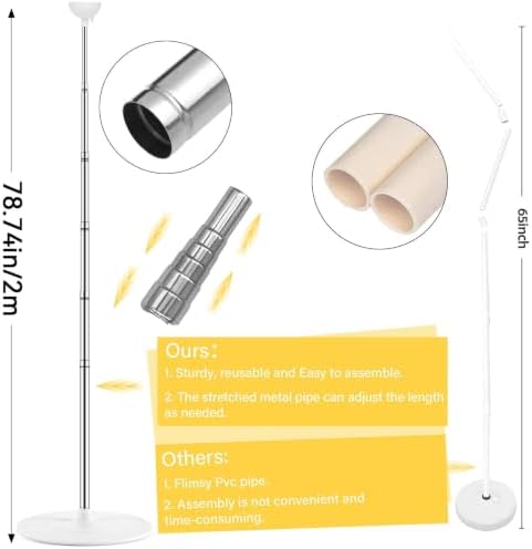 2 Sets Adjustable Balloon Column Stand Kit with Bases（ Sand White Gold） - Image 3