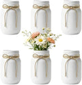 6 PCS 16oz Glass Mason Jars Flower Vases for Centerpieces, White by ZHURUININ