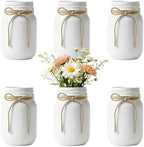 6 PCS 16oz Glass Mason Jars Flower Vases for Centerpieces, White by ZHURUININ