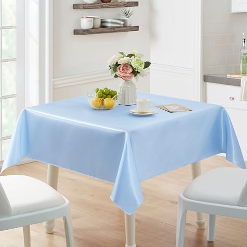 6 Pack Square Satin Table Cover, 52 x 52 Inches, Light Blue - Image 6