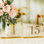 Arch Wedding Table Numbers 1-15 with Stands - 5.5x7 Inch, Clear by Unknown