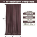 30ft×10ft Wrinkle Free Brown Backdrop Curtain for Parties, 6 Panels 5×10ft Soft Silky Polyester Umber Photo Backdrop Drapes for Teddy Bear Bee Birthday Party Baby Party Wedding Photography - Image 3