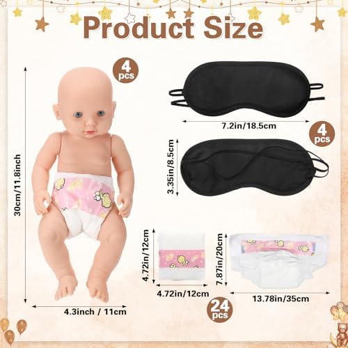 RoundFunny 33 Pcs Baby Shower Diaper Changing Game Supplies, Bear - Image 3