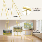 GRENTY 2 Pack Gold Easel Stand for Wedding Signs – No Assembly Needed, Heavy Duty Metal Display Stand for Art, Welcome Signs, Posters, Pictures, Paintings, and Floor Décor - Image 6