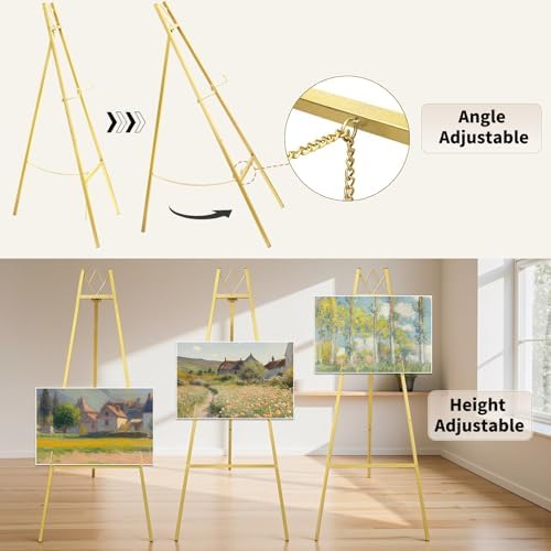 GRENTY 2 Pack Gold Easel Stand for Wedding Signs – No Assembly Needed, Heavy Duty Metal Display Stand for Art, Welcome Signs, Posters, Pictures, Paintings, and Floor Décor - Image 6
